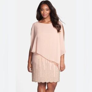 Xscape Blush Pink Dress with Gold Accents